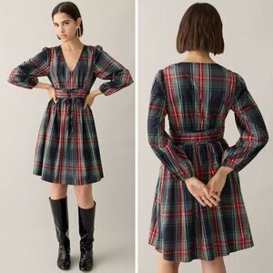 New *flawed* J Crew  V-Neck‎ Taffeta Mini Dress in Stewart Plaid, size 12